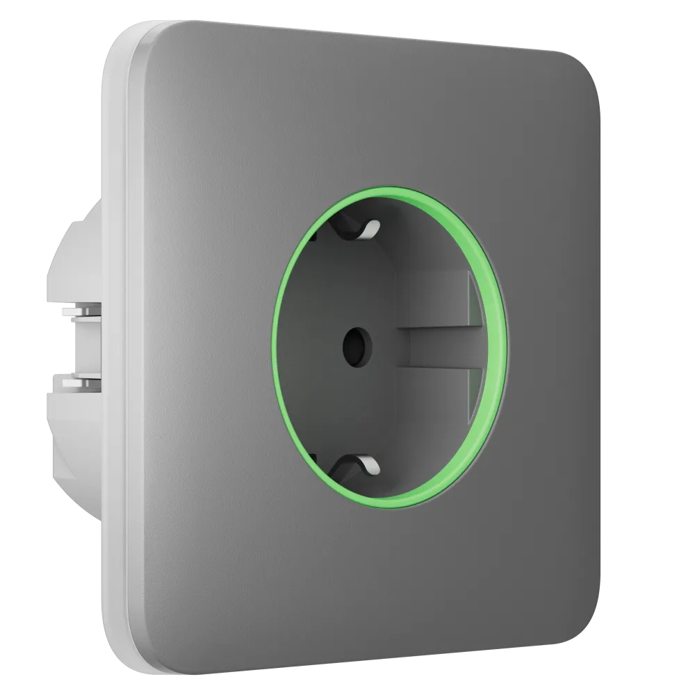 Розумна розетка з функцією моніторингу споживання електроенергії Ajax Outlet [type F] Jeweller - Fog