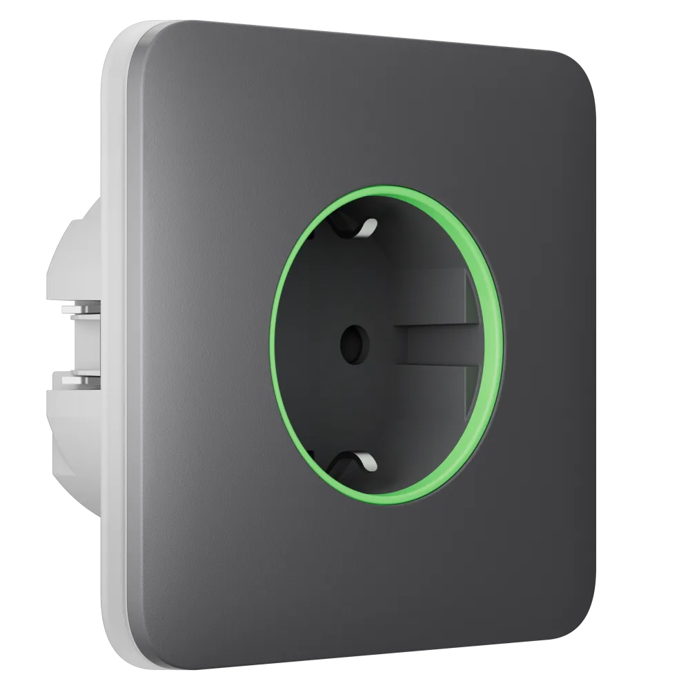 Розумна розетка з функцією моніторингу споживання електроенергії Ajax Outlet [type F] Jeweller - Grey