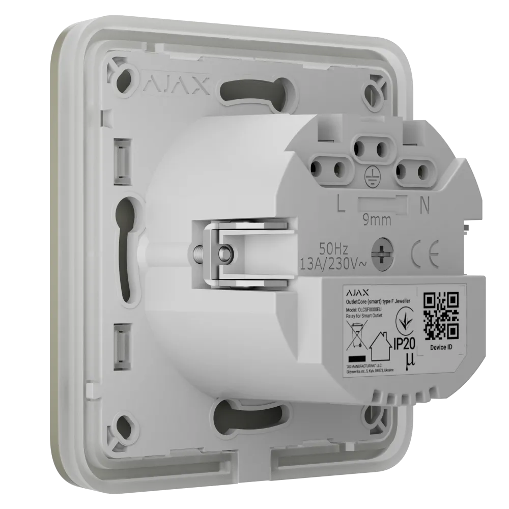 Розумна розетка з функцією моніторингу споживання електроенергії Ajax Outlet [type F] Jeweller - Olive