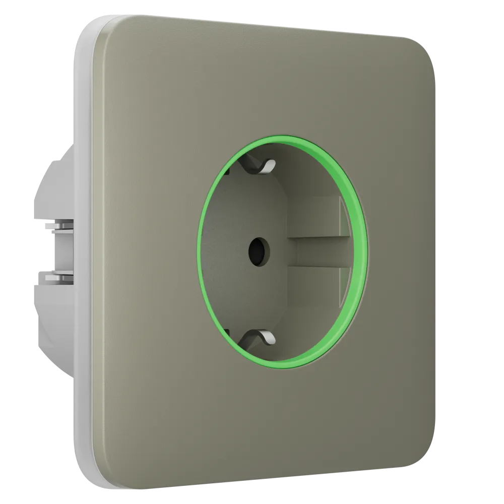 Розумна розетка з функцією моніторингу споживання електроенергії Ajax Outlet [type F] Jeweller - Olive