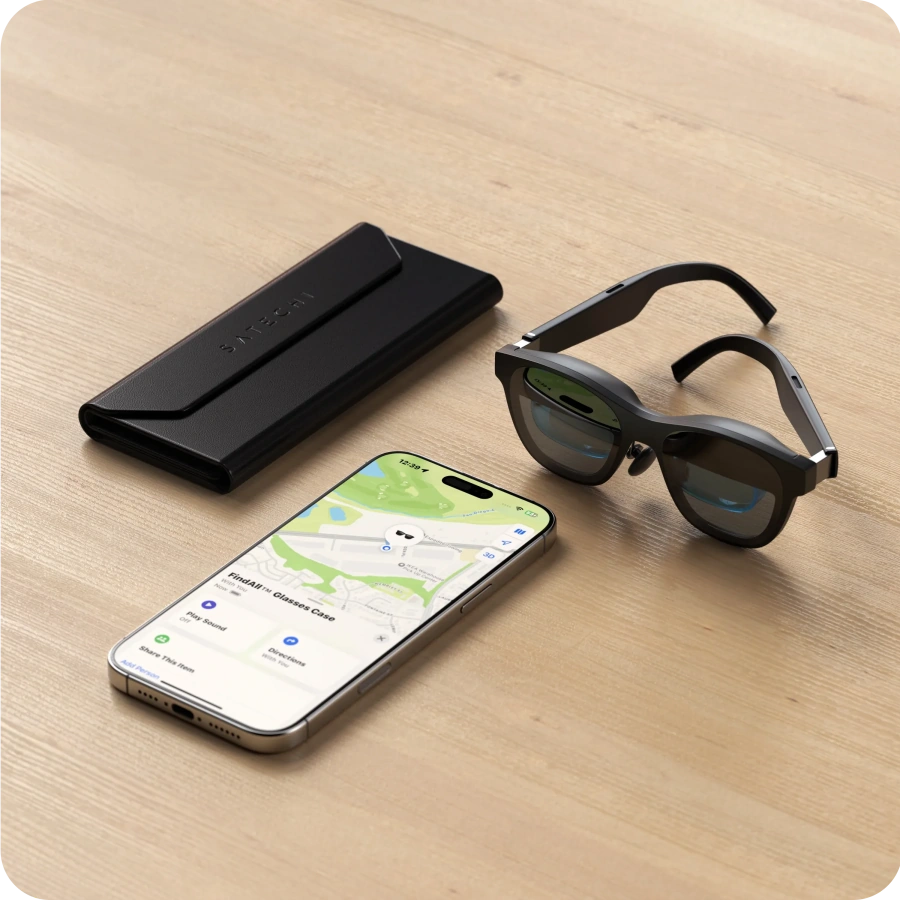 Умный футляр для очков Satechi Vegan-Leather FindAll Glasses Case с Apple FindMy - Black (ST-LFAGCK)