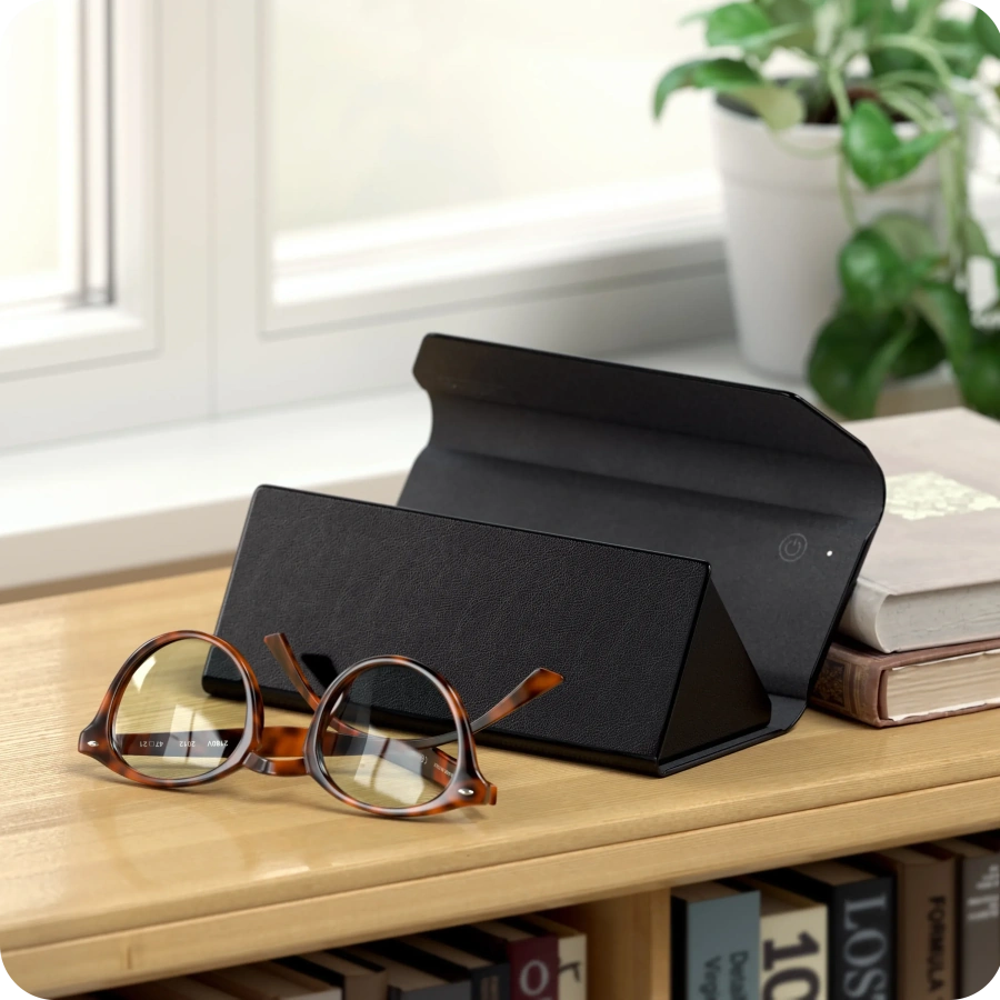 Умный футляр для очков Satechi Vegan-Leather FindAll Glasses Case с Apple FindMy - Black (ST-LFAGCK)