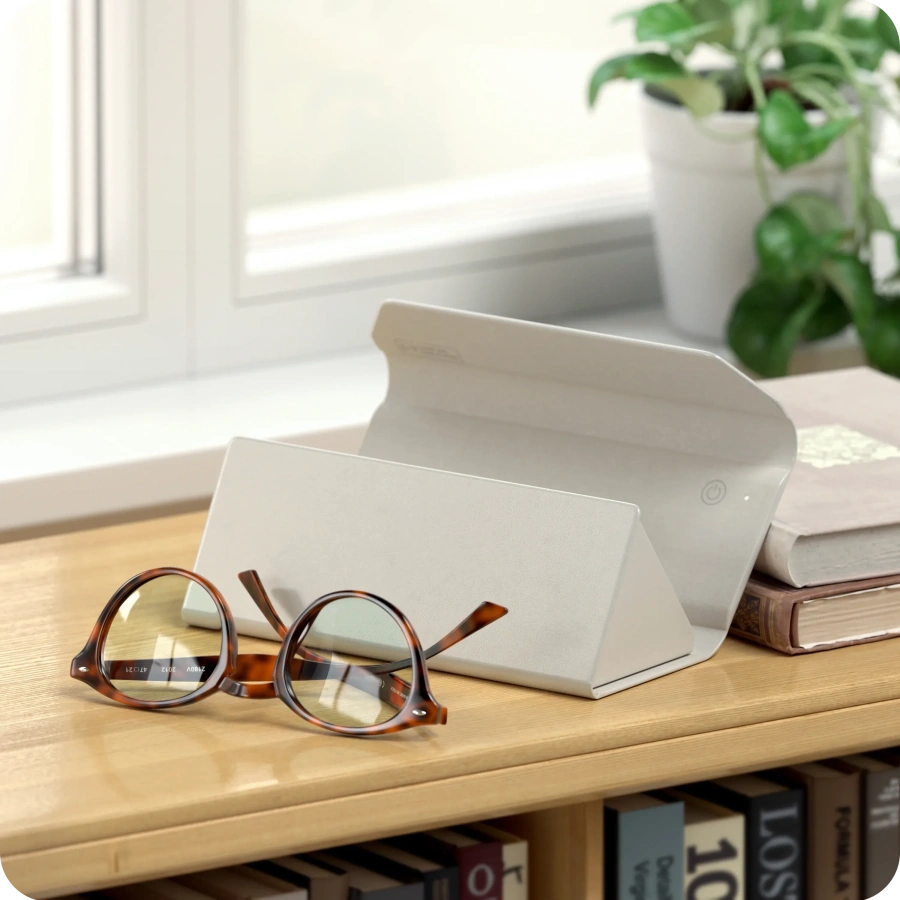 Умный футляр для очков Satechi Vegan-Leather FindAll Glasses Case с Apple FindMy - Sand (ST-LFAGCW)