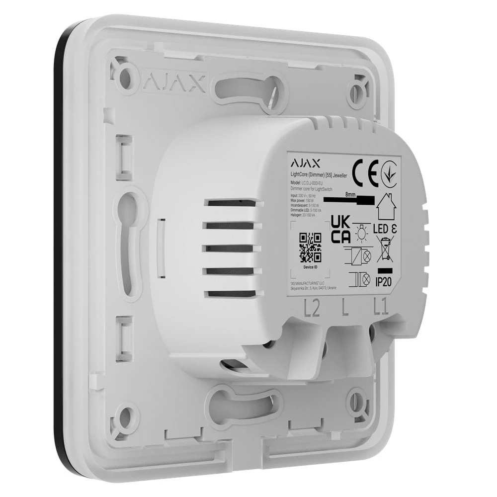 Розумний сенсорний димерний вимикач світла Ajax LightSwitch (Dimmer) Jeweller - Black