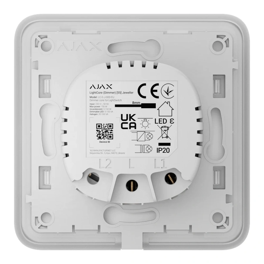 Розумний сенсорний димерний вимикач світла Ajax LightSwitch (Dimmer) Jeweller - Black
