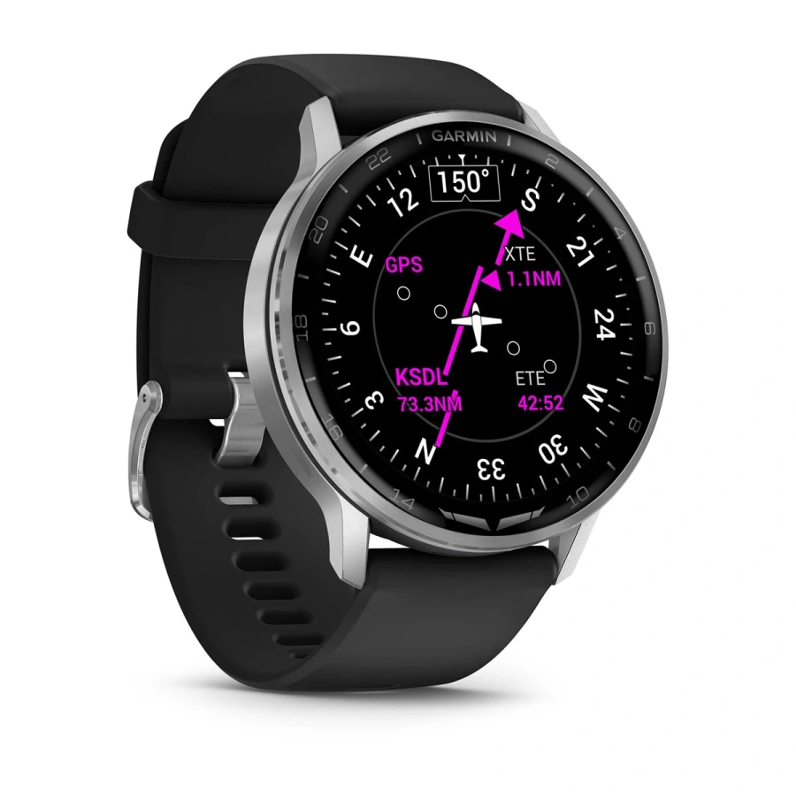 Смарт-годинник Garmin D2 Air X15 - Silver Case with Black Silicone Band (010-03014-50)
