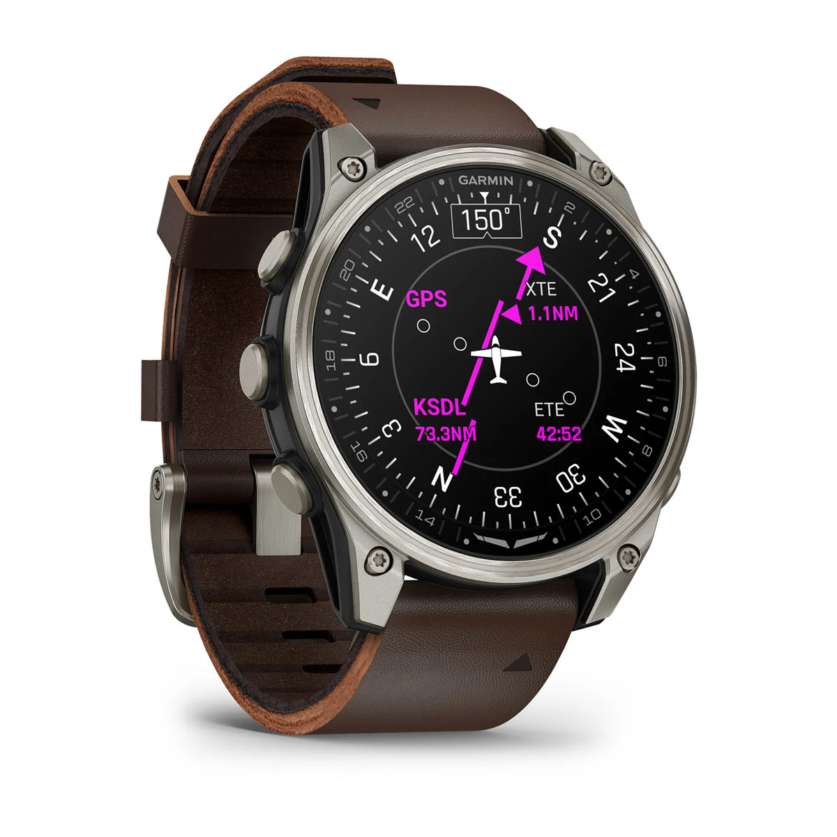 Смарт-часы Garmin D2 Mach 2 47 mm AMOLED Sapphire - Titanium Case with Oxford Brown Leather Band (010-02904-30/31)