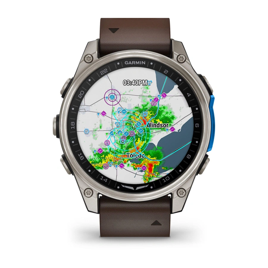 Смарт-годинник Garmin D2 Mach 2 47 mm AMOLED Sapphire - Titanium Case with Oxford Brown Leather Band (010-02904-30/31)