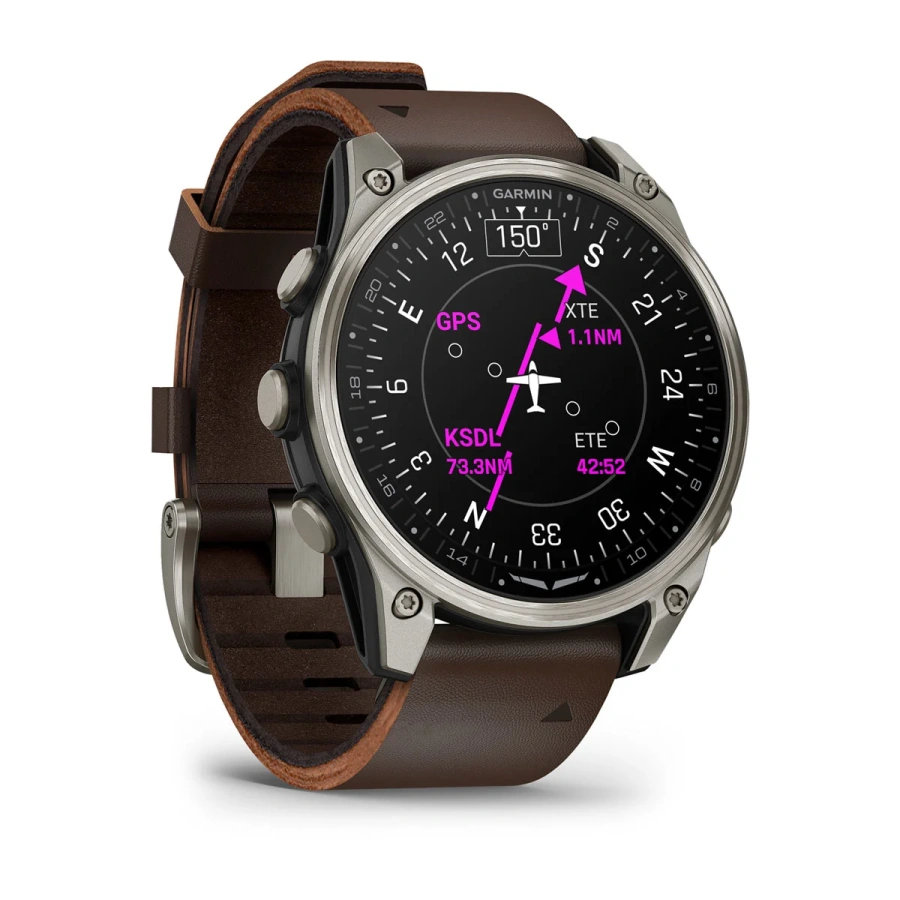Смарт-годинник Garmin D2 Mach 2 47 mm AMOLED Sapphire - Titanium Case with Oxford Brown Leather Band (010-02904-30/31)