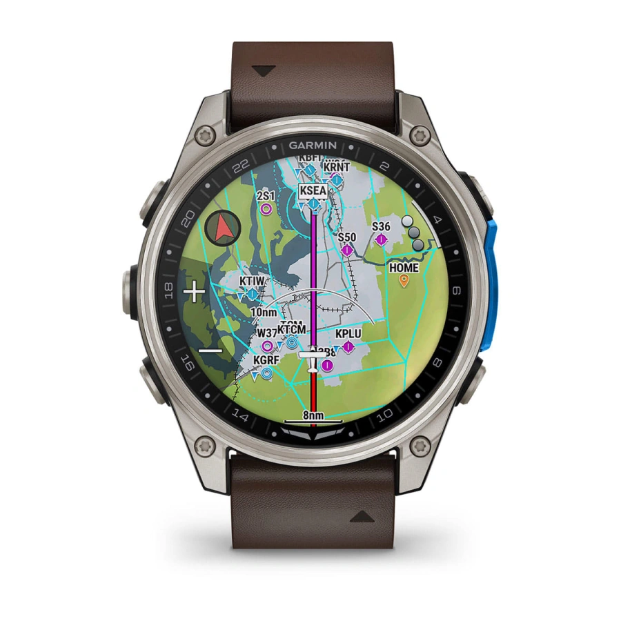Смарт-годинник Garmin D2 Mach 2 47 mm AMOLED Sapphire - Titanium Case with Oxford Brown Leather Band (010-02904-30/31)