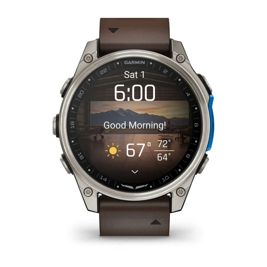 Смарт-годинник Garmin D2 Mach 2 47 mm AMOLED Sapphire - Titanium Case with Oxford Brown Leather Band (010-02904-30/31)