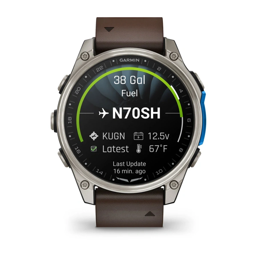 Смарт-годинник Garmin D2 Mach 2 47 mm AMOLED Sapphire - Titanium Case with Oxford Brown Leather Band (010-02904-30/31)