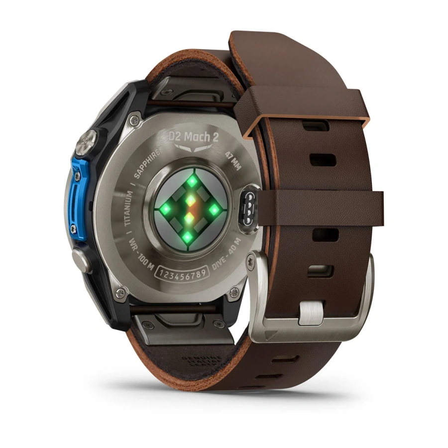 Смарт-годинник Garmin D2 Mach 2 47 mm AMOLED Sapphire - Titanium Case with Oxford Brown Leather Band (010-02904-30/31)