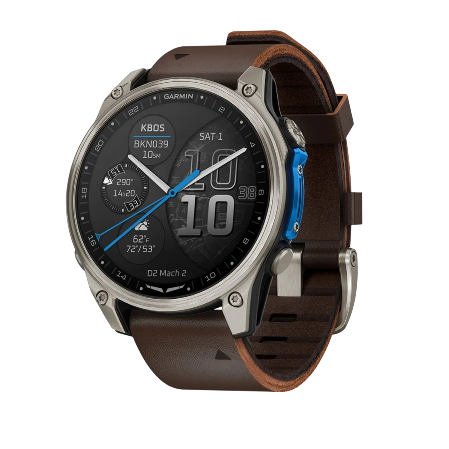Смарт-годинник Garmin D2 Mach 2 47 mm AMOLED Sapphire - Titanium Case with Oxford Brown Leather Band (010-02904-30/31)
