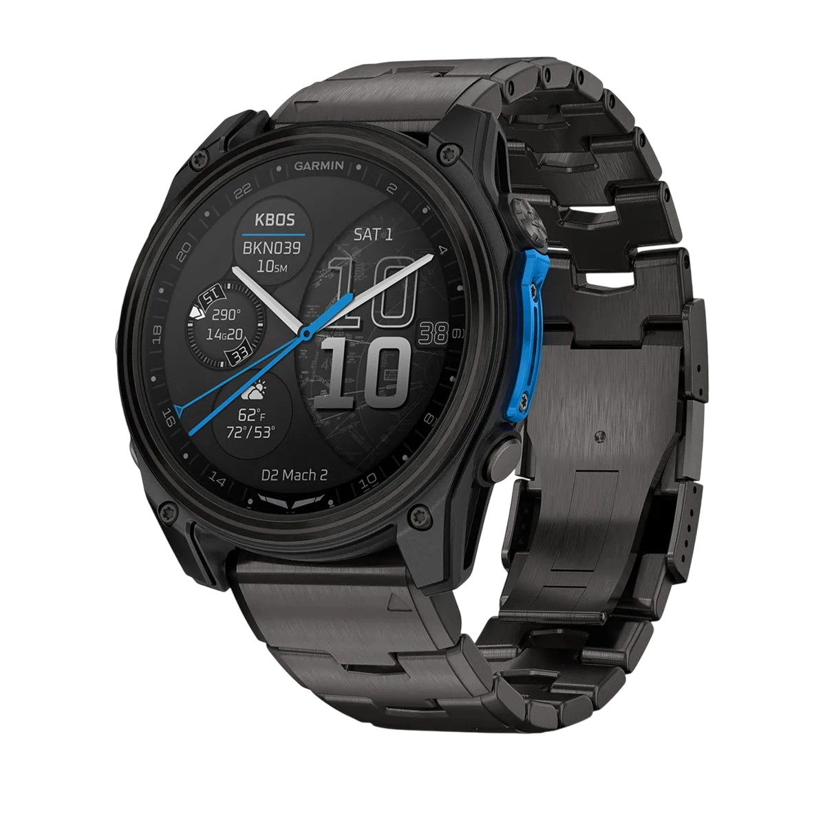 Смарт-часы Garmin D2 Mach 2 51 mm AMOLED Sapphire - Carbon Gray DLC Titanium Case with Vented Titanium Bracelet (010-02905-30/31)