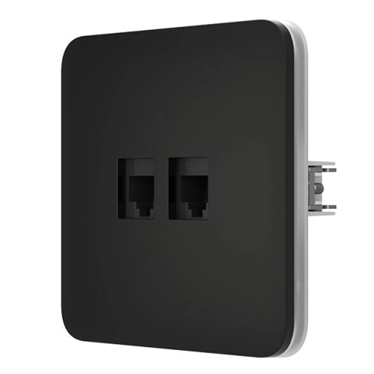Вбудована інтернет-розетка з двома портами Ajax Outlet (LAN) - Black