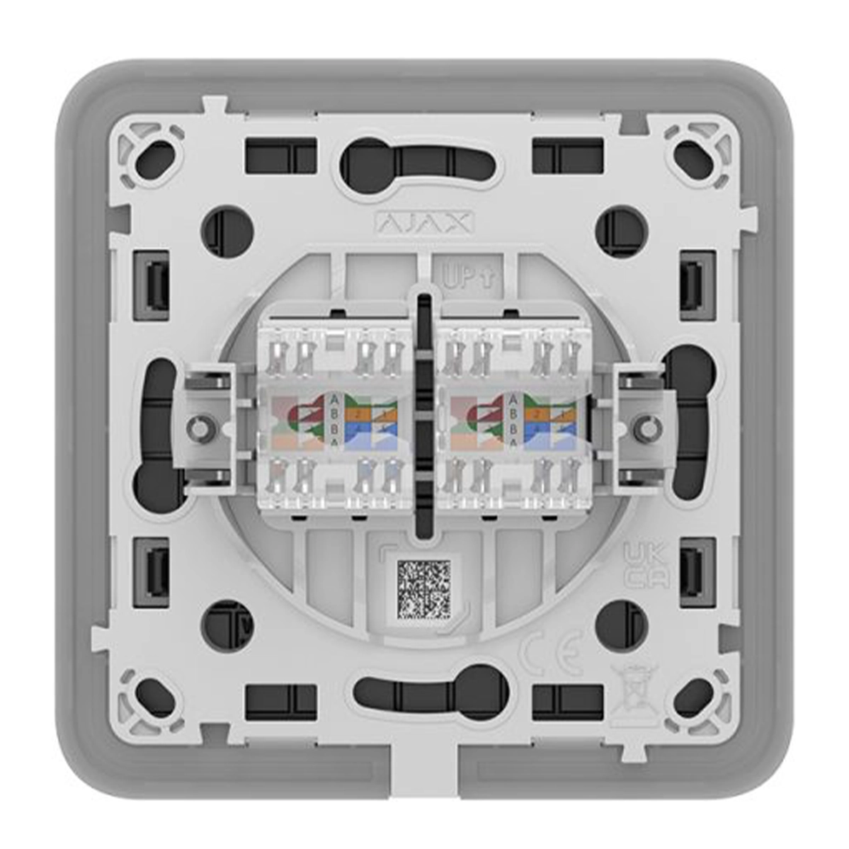 Вбудована інтернет-розетка з двома портами Ajax Outlet (LAN) - Black