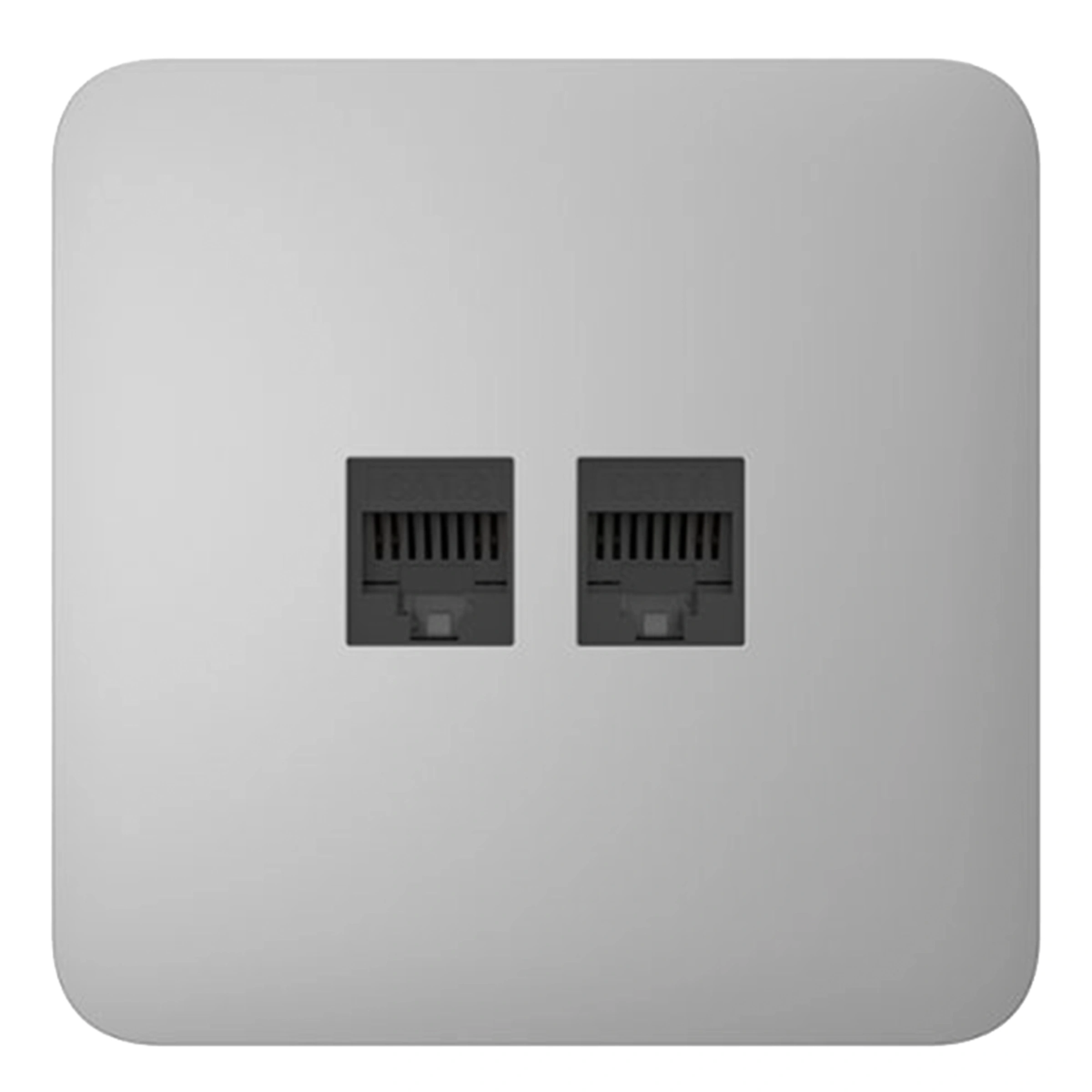 Вбудована інтернет-розетка з двома портами Ajax Outlet (LAN) - Fog