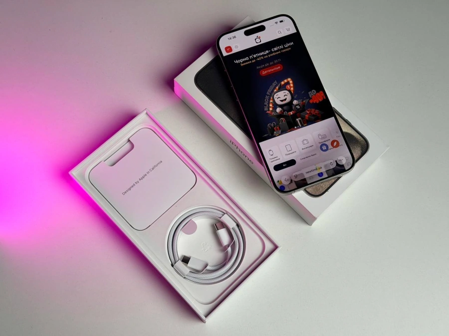 Б/У Apple iPhone 15 Pro Max 256GB Natural Titanium (MU793) - Состояние: идеальный | Аккумулятор: 89% | Комплектация: полный | Гарантія: 3 мес.