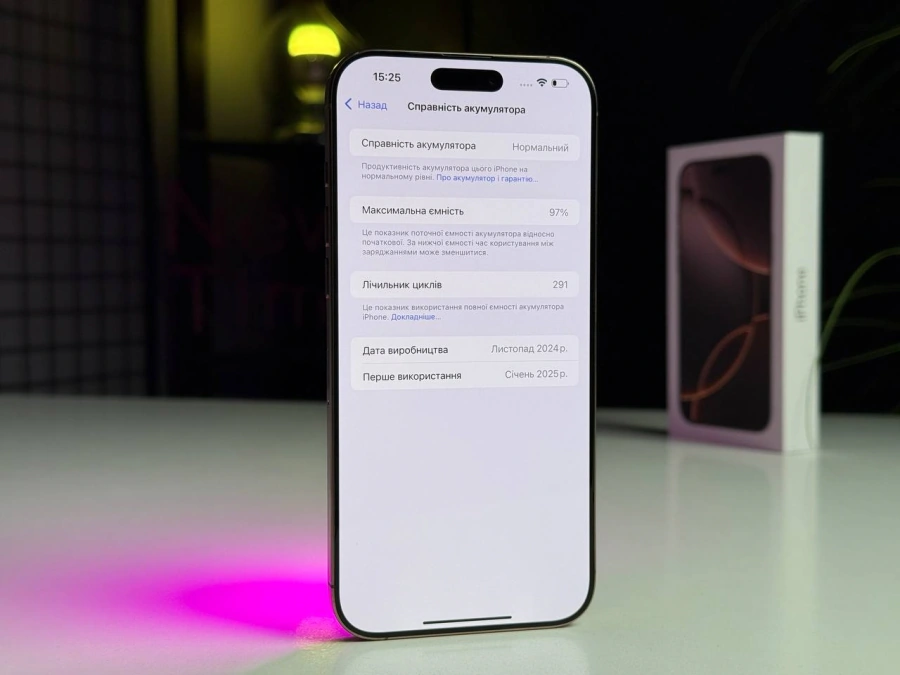 Б/У Apple iPhone 16 Pro Max 512GB Desert Titanium (MYX23) - Состояние: хороший | Аккумулятор: 97% | Комплектация: полный | Гарантія: 3 мес.