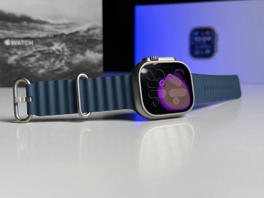 Б/У Apple Watch Ultra 2 GPS + Cellular 49mm Titanium Case with Blue Ocean Band (MREG3) - Состояние: хороший | Аккумулятор: 100% | Комплектация: полный | Гарантія: 3 мес.