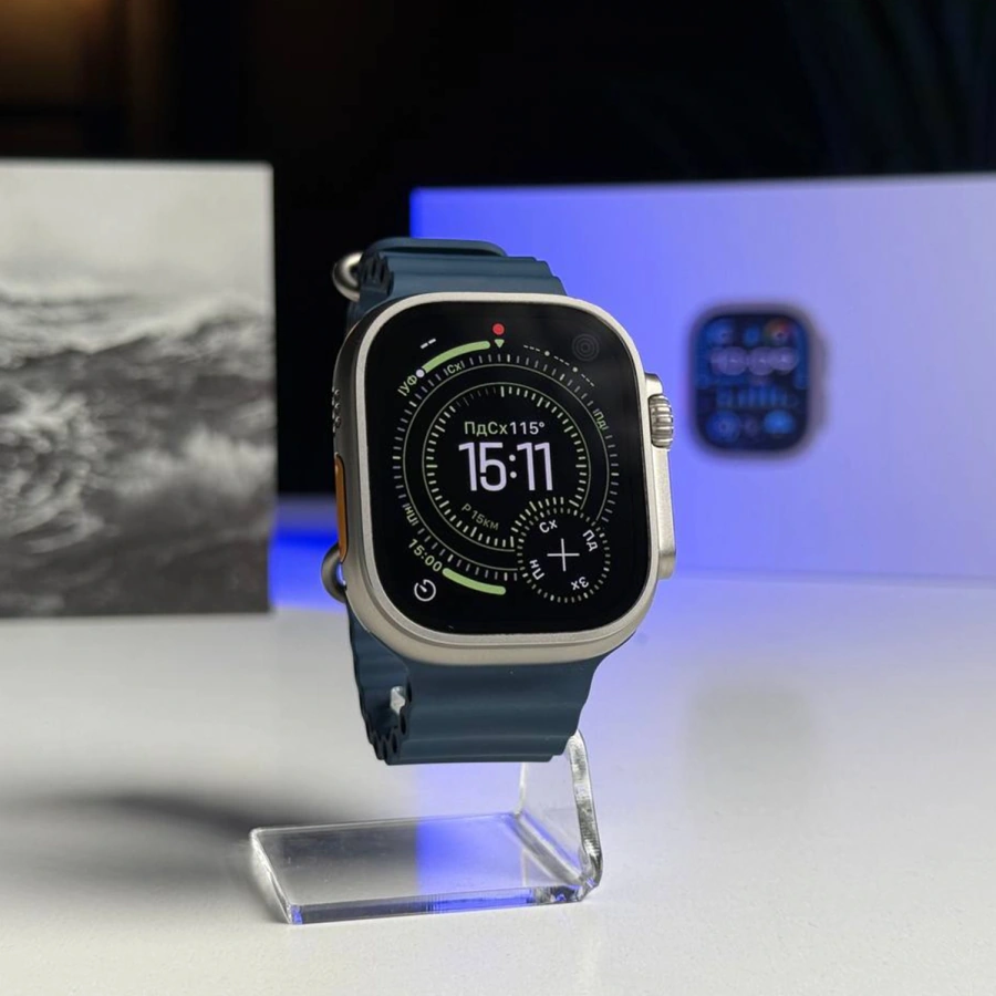 Б/У Apple Watch Ultra 2 GPS + Cellular 49mm Titanium Case with Blue Ocean Band (MREG3) - Состояние: хороший | Аккумулятор: 100% | Комплектация: полный | Гарантія: 3 мес.