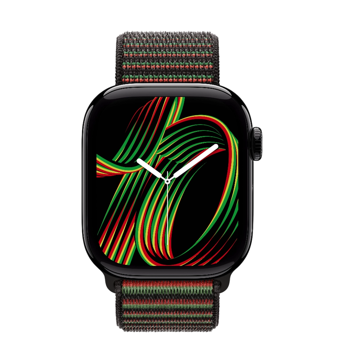 Apple Watch Series 11 GPS 42mm Jet Black Aluminum Case with Black Unity Sport Loop - Unity Rhythm (MEW04+MDF44)