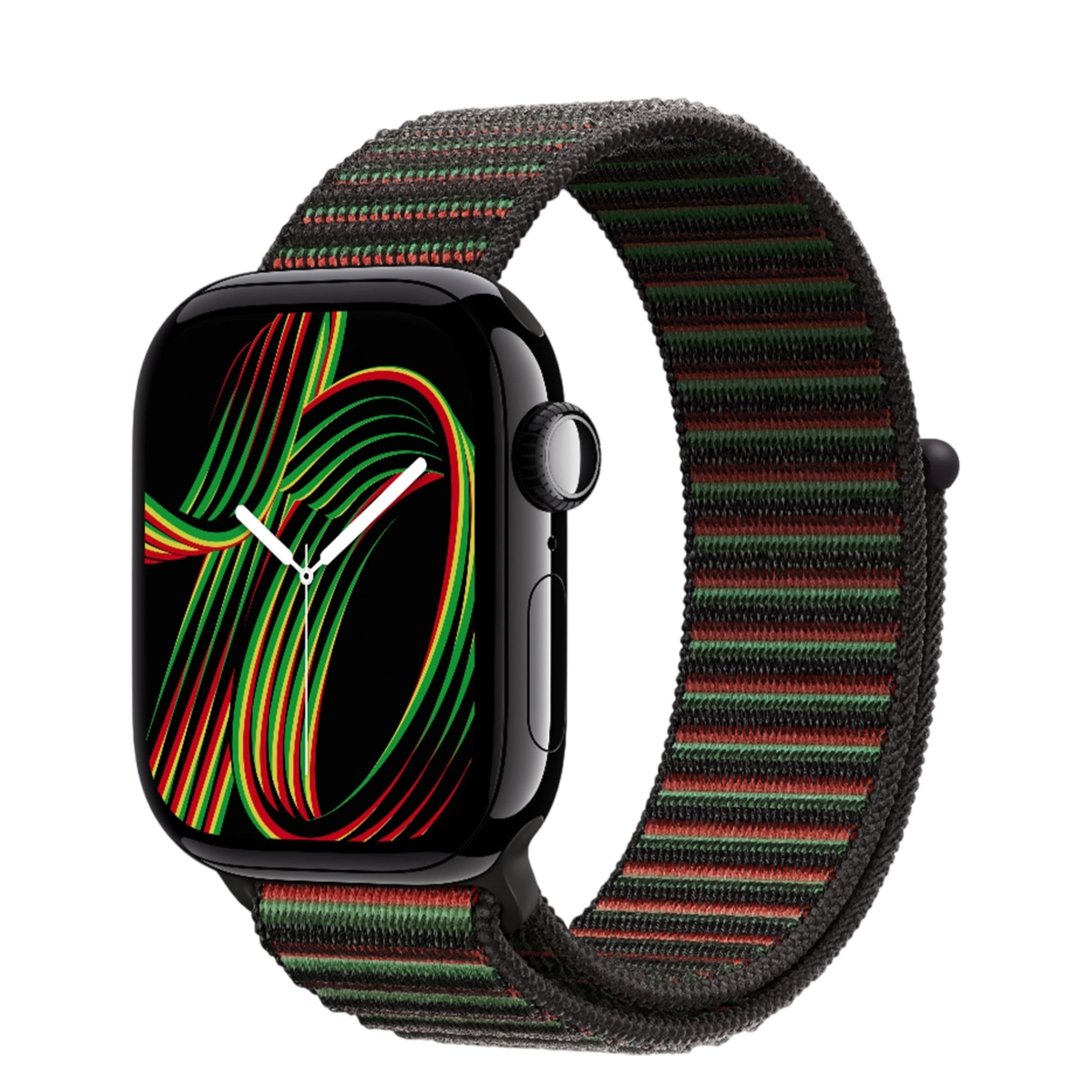Apple Watch Series 11 GPS 42mm Jet Black Aluminum Case with Black Unity Sport Loop - Unity Rhythm (MEW04+MDF44)