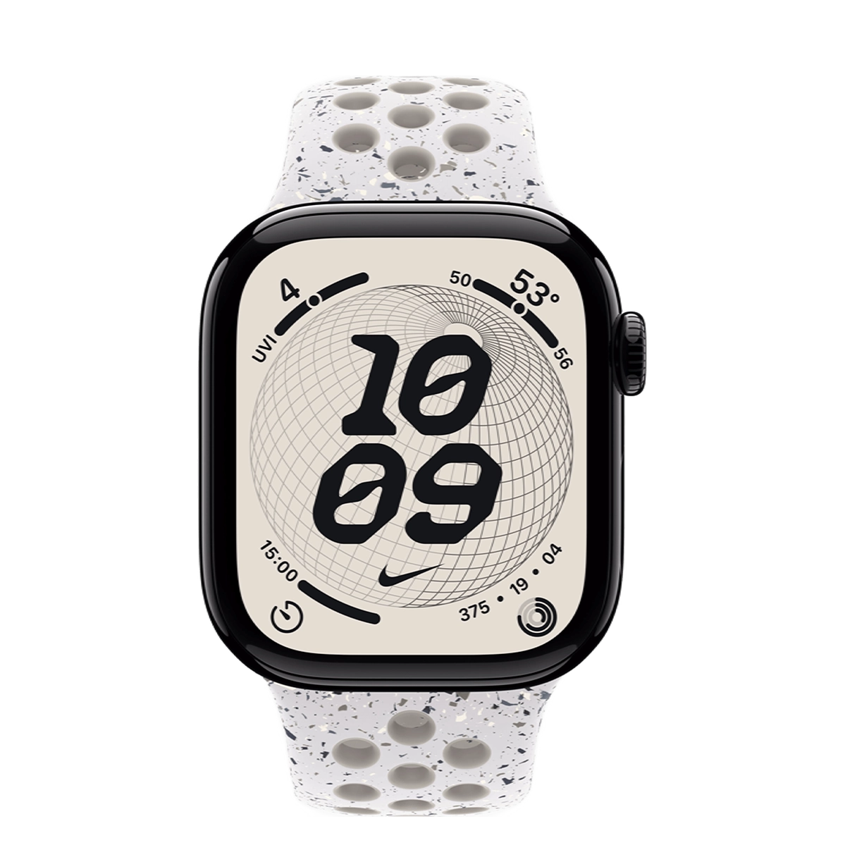 Apple Watch Series 11 GPS 42mm Jet Black Aluminum Case with Veiled Grey Nike Sport Band - S/M (MEW04+MGAH4)