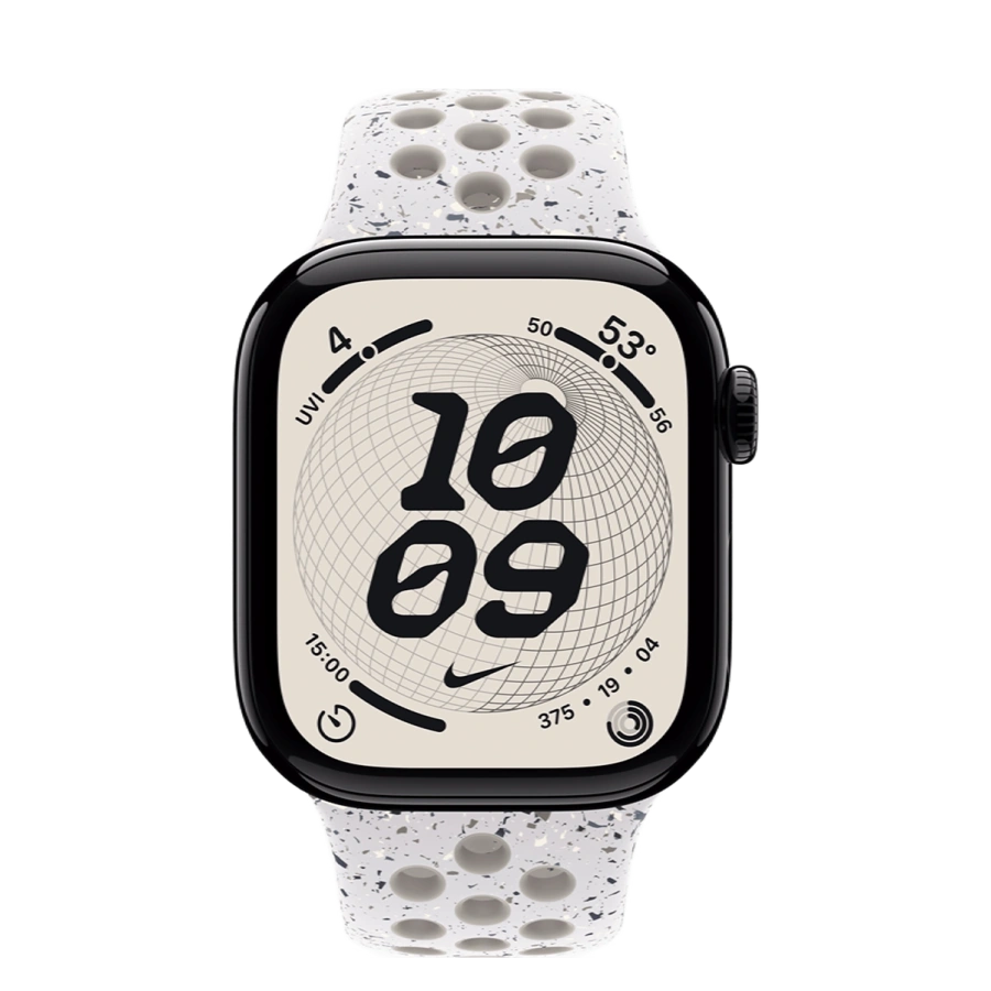 Apple Watch Series 11 GPS 42mm Jet Black Aluminum Case with Veiled Grey Nike Sport Band - S/M (MEW04+MGAH4)