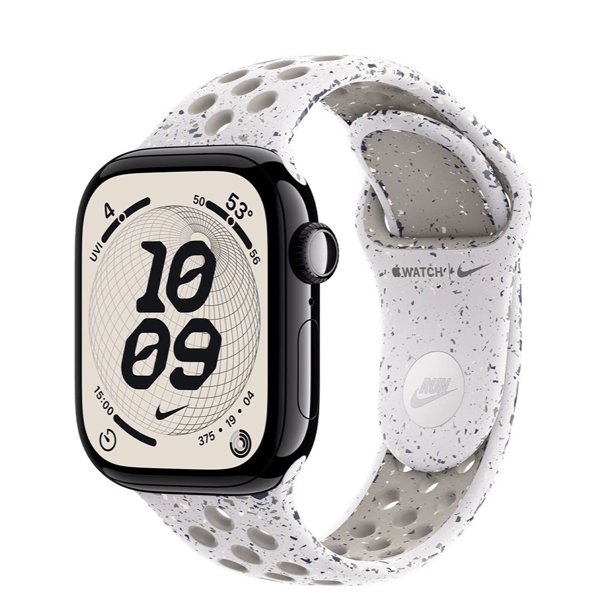 Apple Watch Series 11 GPS 42mm Jet Black Aluminum Case with Veiled Grey Nike Sport Band - S/M (MEW04+MGAH4)