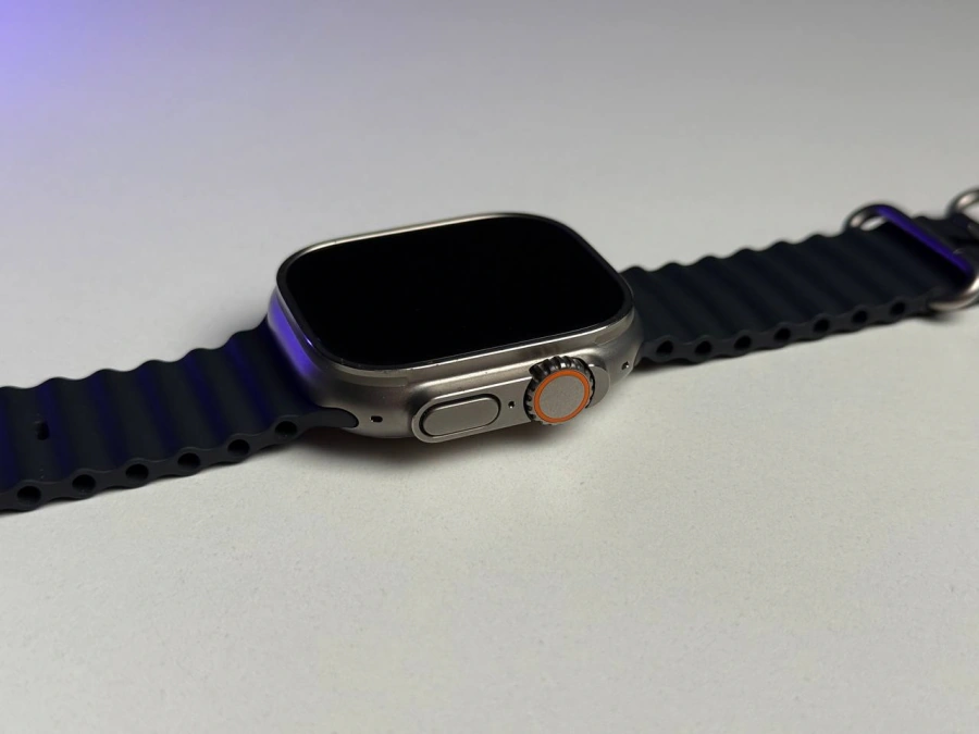 ВЖИВАНИЙ Б/У Apple Watch Ultra GPS + Cellular 49mm Titanium Case with Midnight Ocean Band (MQET3, MQFK3) - Состояние: хороший | Аккумулятор: 100% | Комплектация: полный, без коробки | Гарантия: 3 мес.