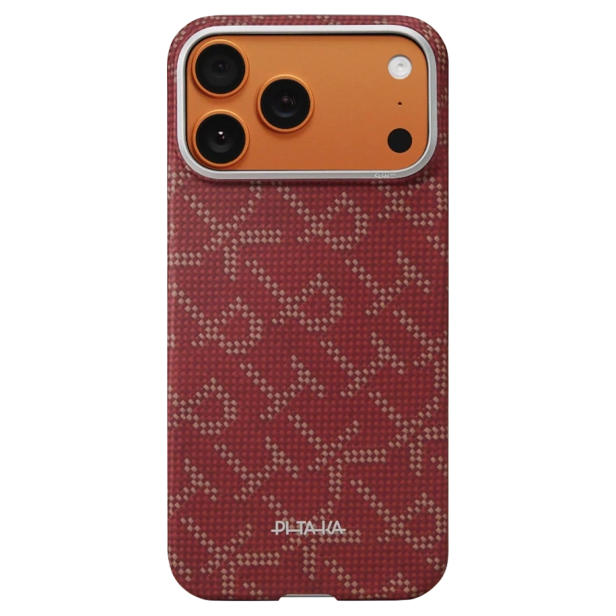 Чехол Pitaka Edge Case with PitaTap for iPhone 17 Pro - Gold Red [PITAKA Leaping] (KI1702PTK)