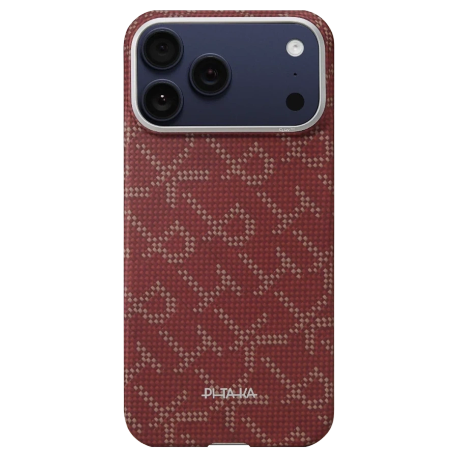Чехол Pitaka Edge Case with PitaTap for iPhone 17 Pro - Gold Red [PITAKA Leaping] (KI1702PTK)