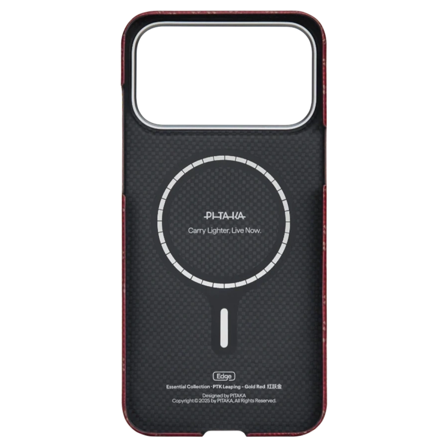 Чехол Pitaka Edge Case with PitaTap for iPhone 17 Pro - Gold Red [PITAKA Leaping] (KI1702PTK)
