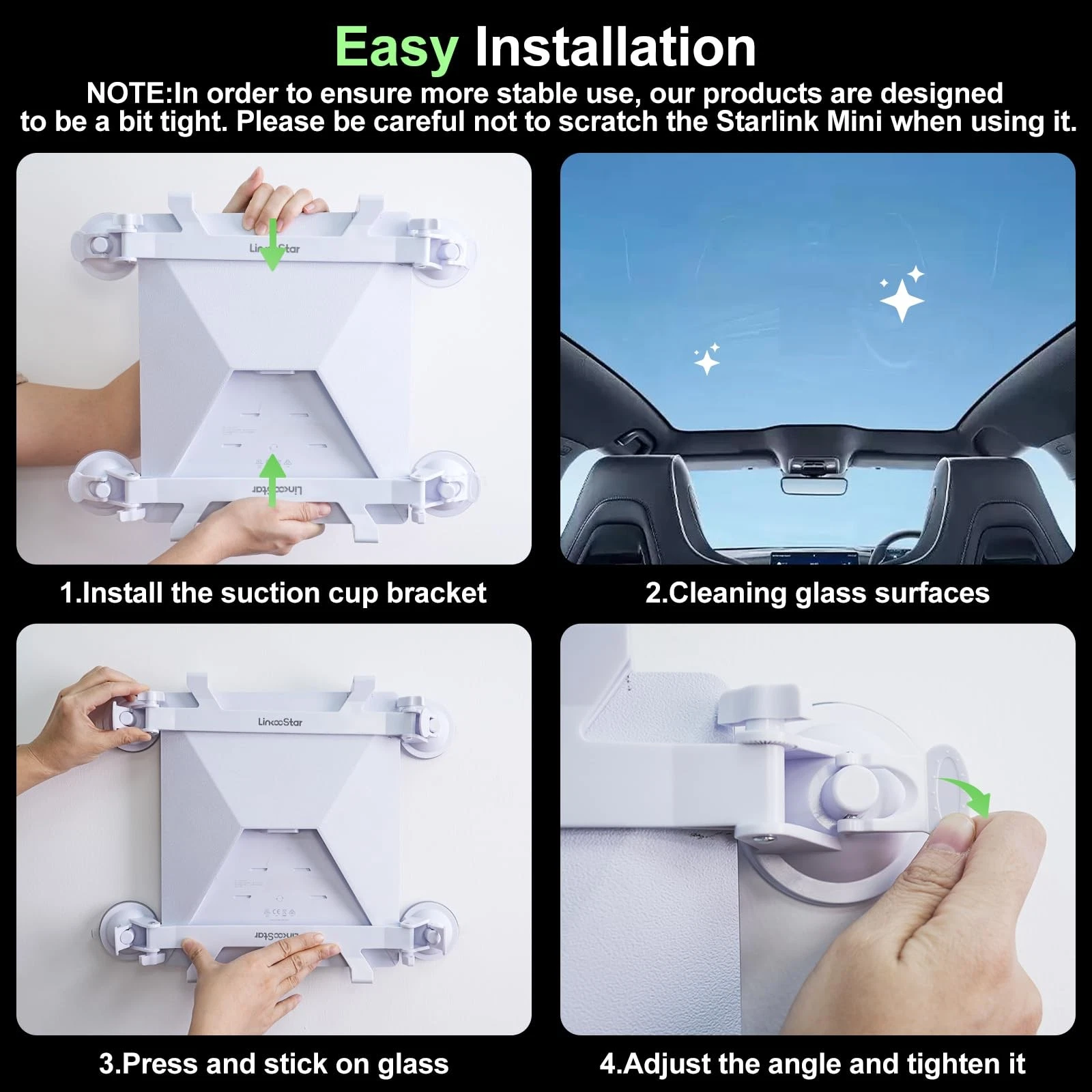 Кріплення на присосках на люк, переднє та заднє скло авто Starlink Mini Mount для StarLink Mini