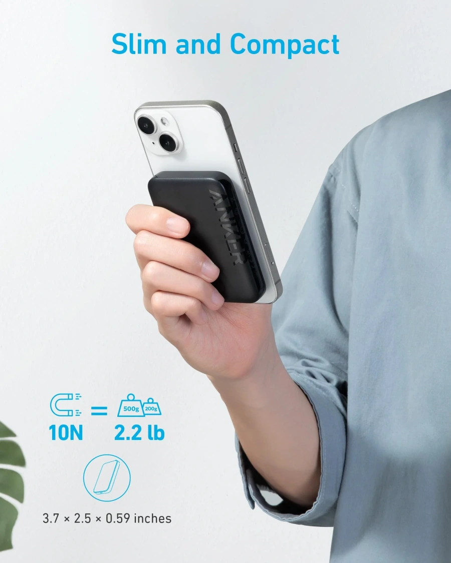 Магнитный павербанк Anker 321 MagGo Battery [PowerCore 5K] 5000mAh - Black Stone (A1616011)
