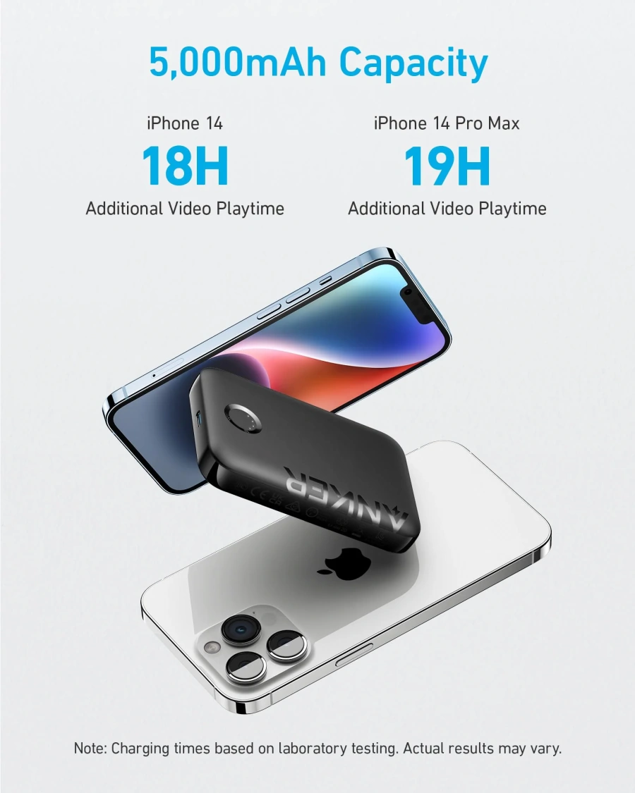 Магнитный павербанк Anker 321 MagGo Battery [PowerCore 5K] 5000mAh - Black Stone (A1616011)