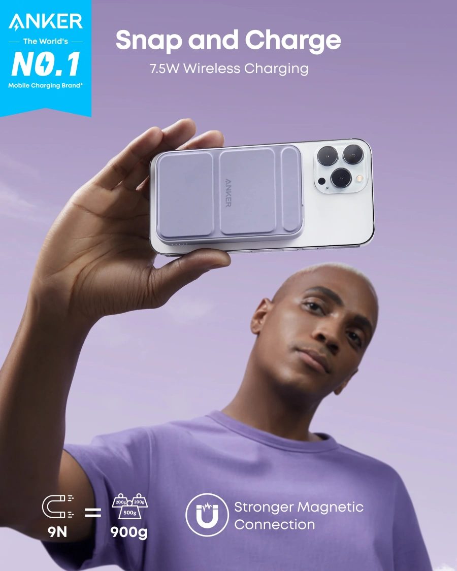 Магнитный павербанк Anker 622 Magnetic Battery 5000mAh [MagGo with Stand] - Lilac Purple (A16140V1)