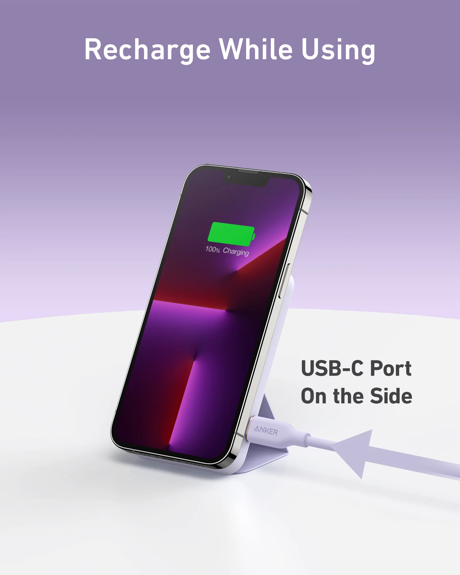 Магнитный павербанк Anker 622 Magnetic Battery 5000mAh [MagGo with Stand] - Lilac Purple (A16140V1)