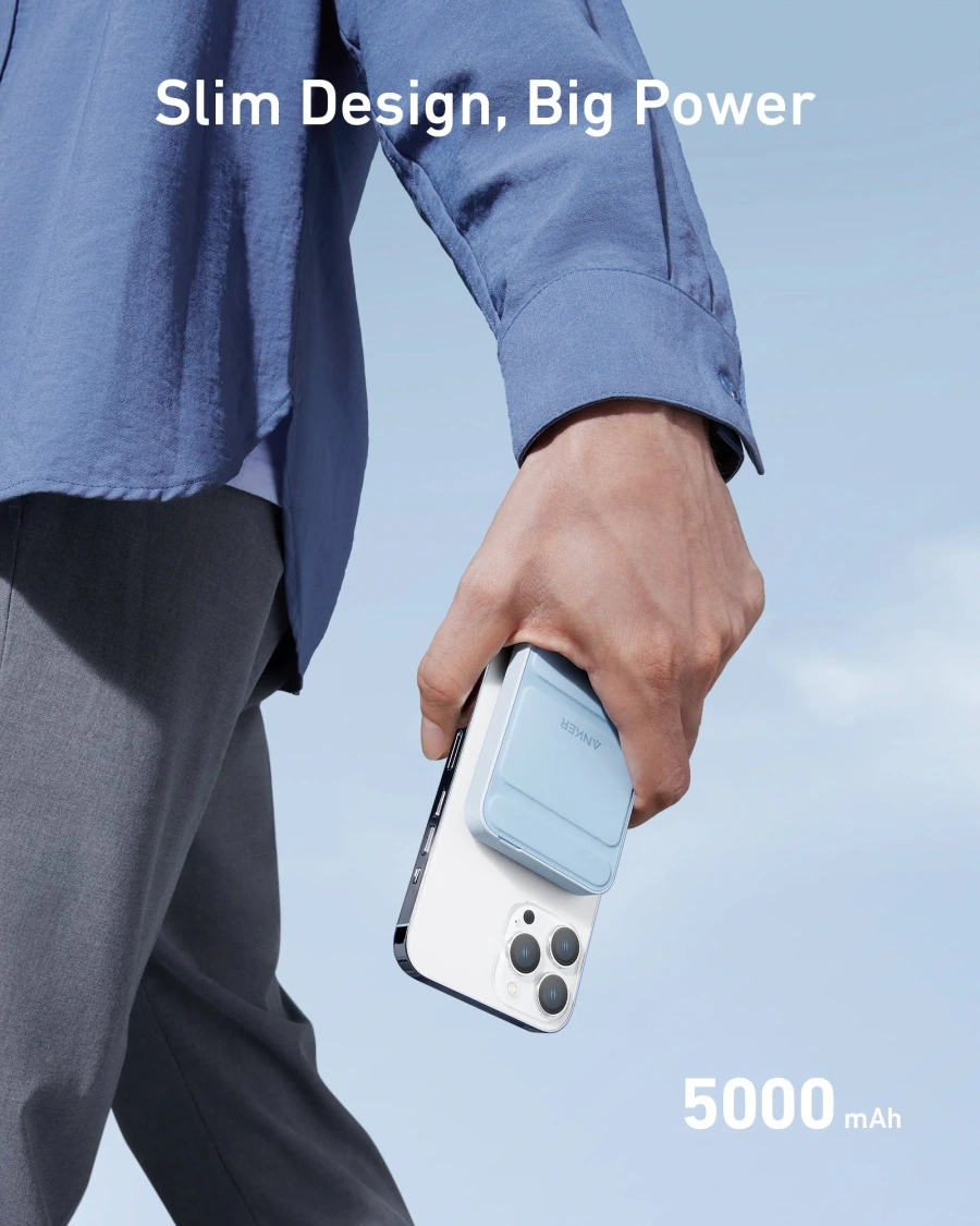 Магнитный павербанк Anker 622 Magnetic Battery 5000mAh [MagGo with Stand] - Misty Blue (A1614031)