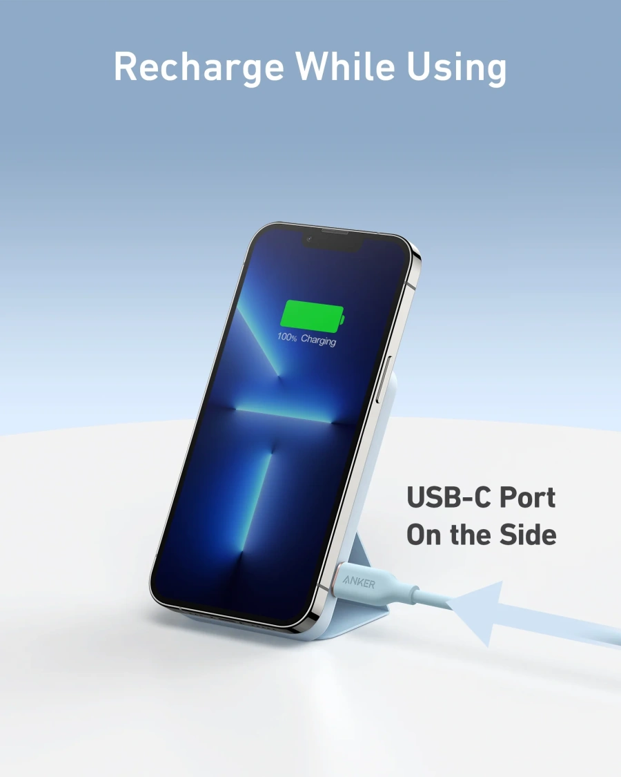 Магнитный павербанк Anker 622 Magnetic Battery 5000mAh [MagGo with Stand] - Misty Blue (A1614031)