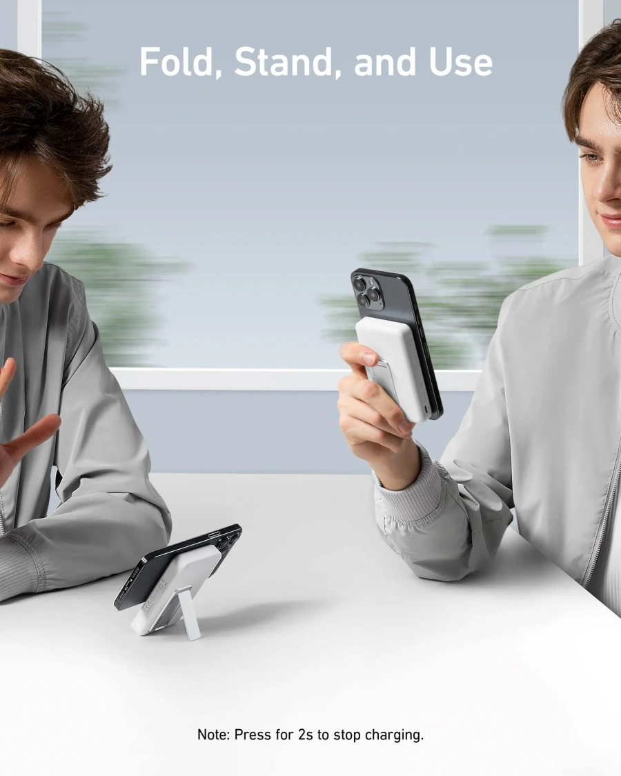 Магнітний павербанк Anker 633 Magnetic Battery 10000mAh 20W [MagGo with Stand] - Dolomite White (A1641021)