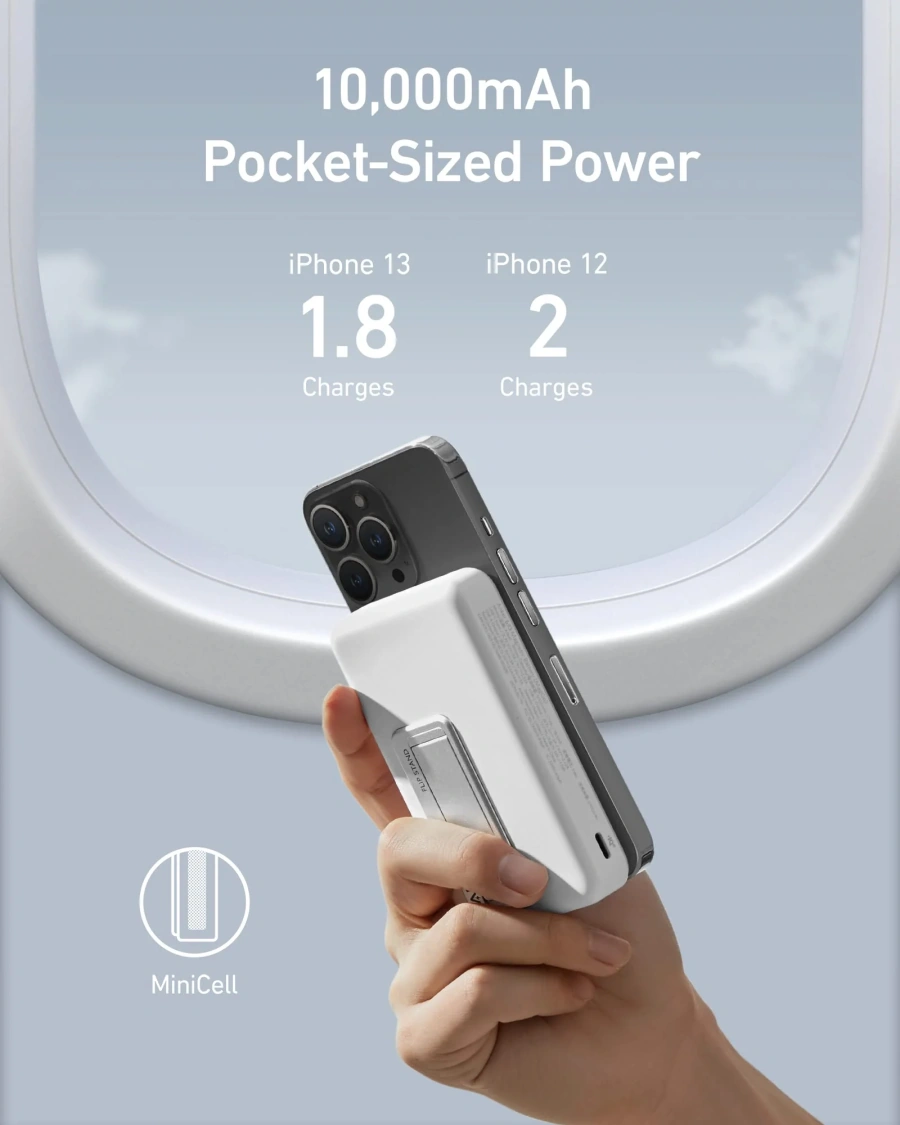 Магнітний павербанк Anker 633 Magnetic Battery 10000mAh 20W [MagGo with Stand] - Dolomite White (A1641021)