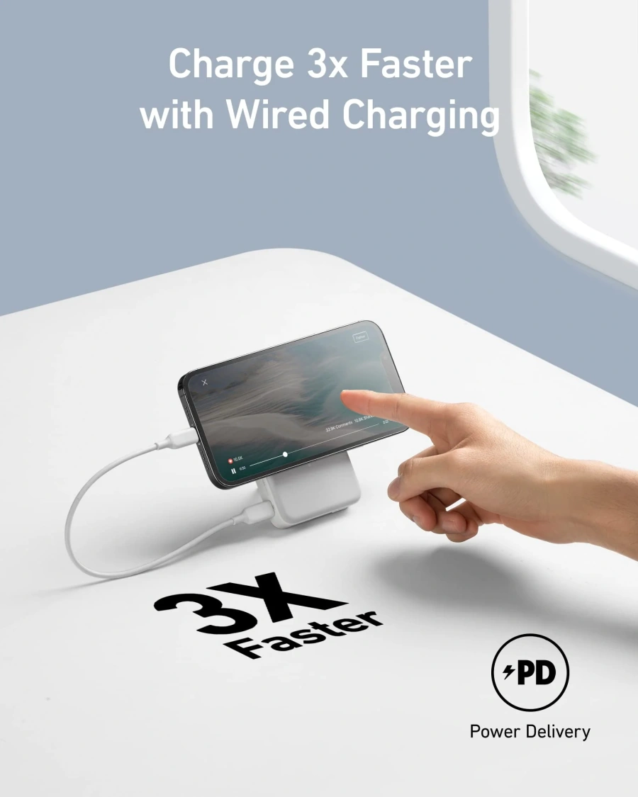 Магнітний павербанк Anker 633 Magnetic Battery 10000mAh 20W [MagGo with Stand] - Dolomite White (A1641021)