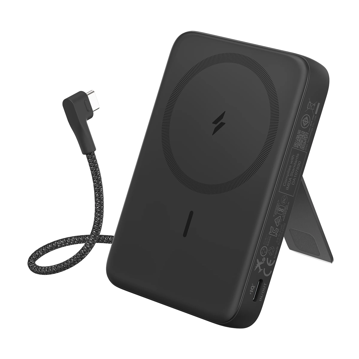 Магнітний павербанк з вбудованим кабелем та підставкою Anker Zolo Magnetic Power Bank 10000mAh 30W with Built-in USB-C Cable - Black (A1685011)