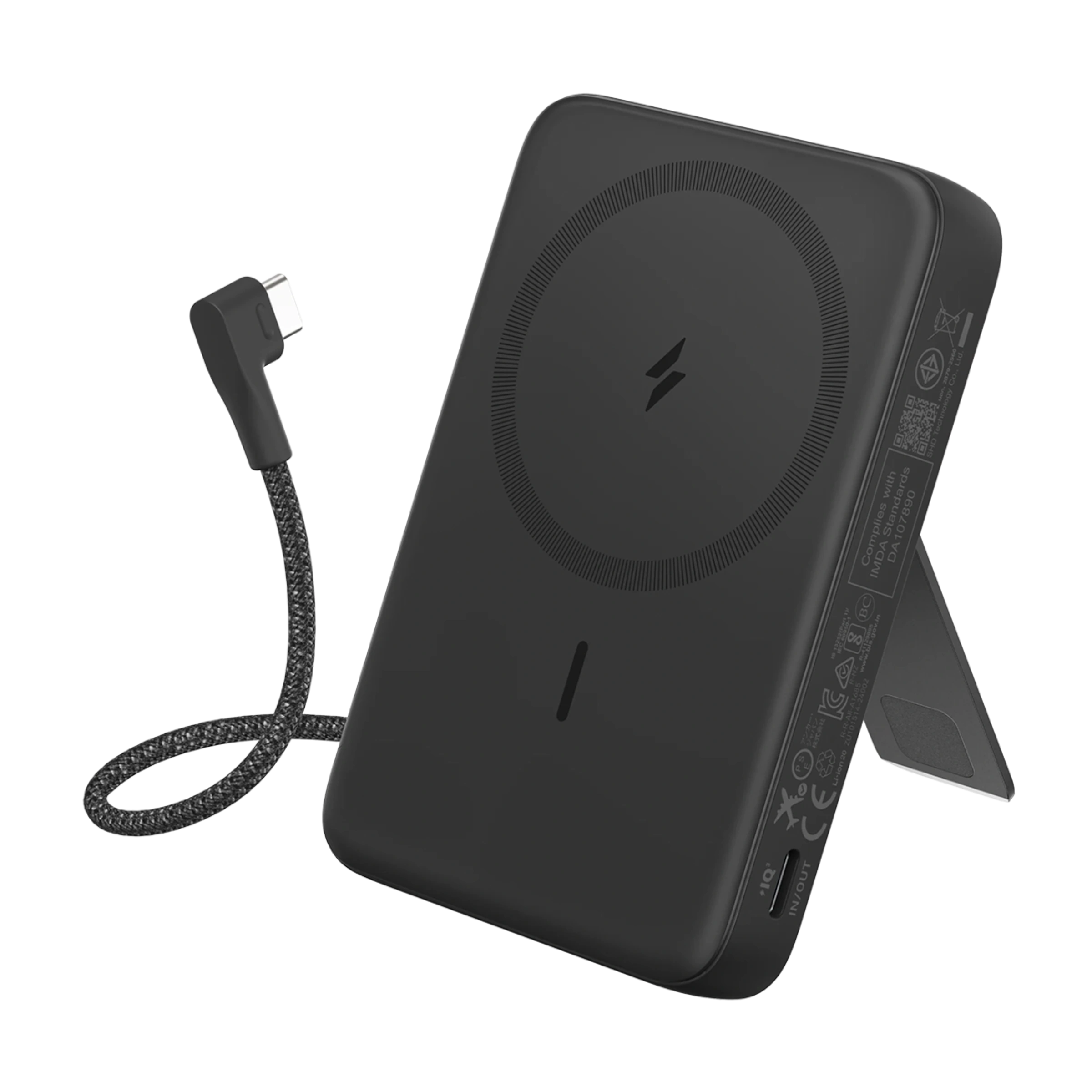 Магнітний павербанк з вбудованим кабелем та підставкою Anker Zolo Magnetic Power Bank 10000mAh 30W with Built-in USB-C Cable - Black (A1685011)