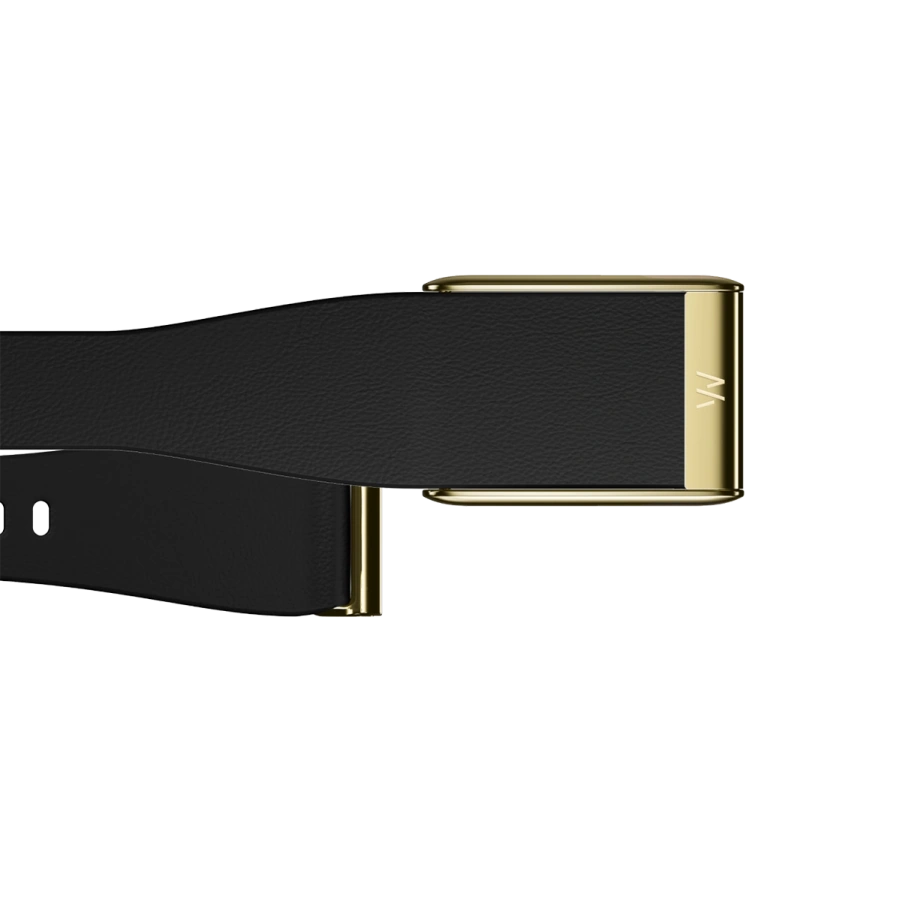 Ремінець WHOOP LeatherLuxe Tapered Band | Black with Gold - Size S/M для WHOOP 5.0 (810114364840)
