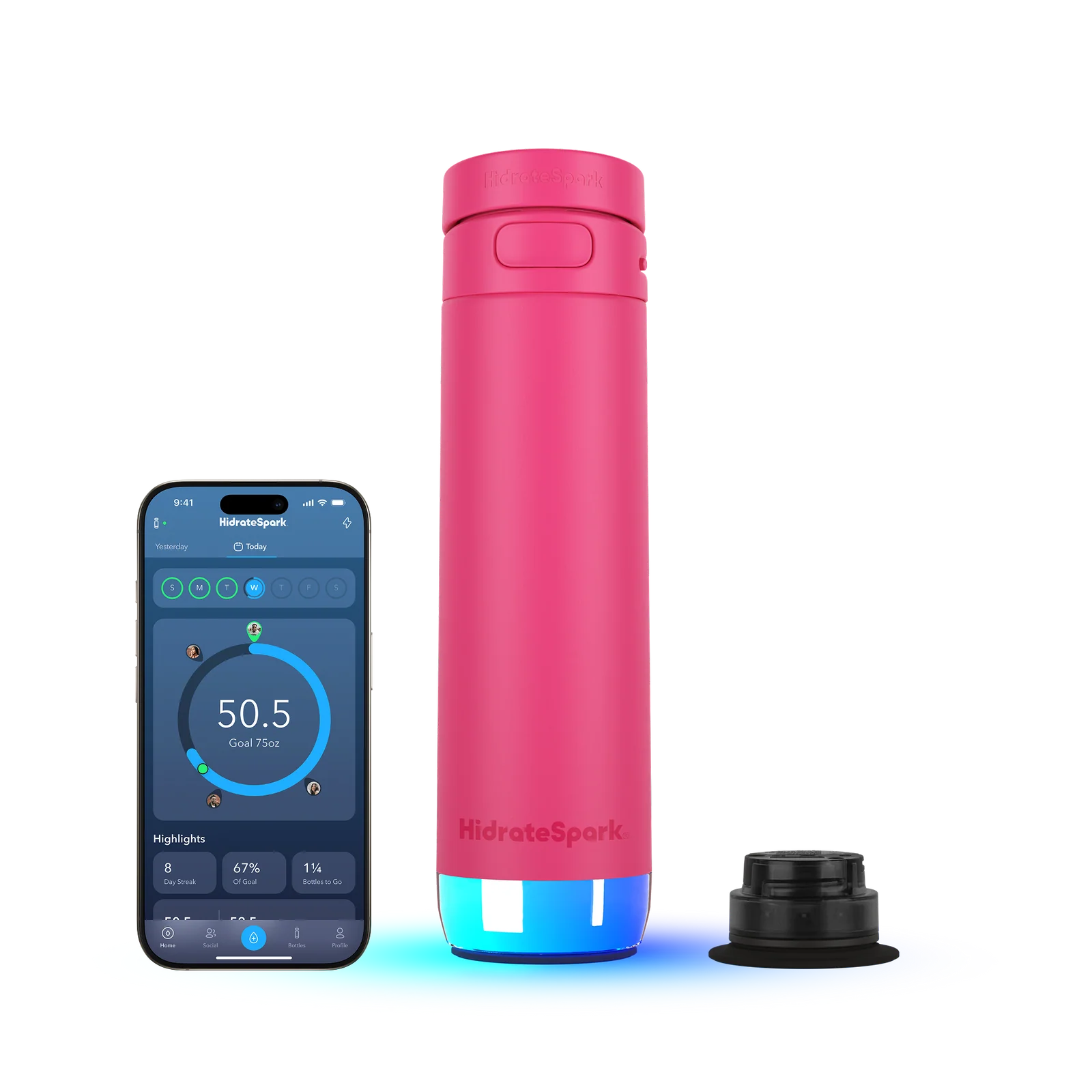 Розумна пляшка для води HidrateSpark PRO 2 Smart Bottle - Chug & Straw Lid 21 oz/621 ml - Flamingo