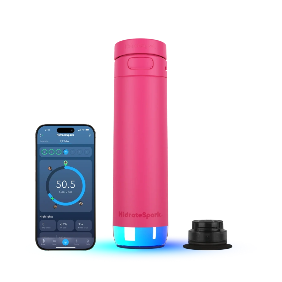 Умная бутылка для воды HidrateSpark PRO 2 Smart Bottle - Chug & Straw Lid 21 oz/621 ml - Flamingo (HI-21B-01)